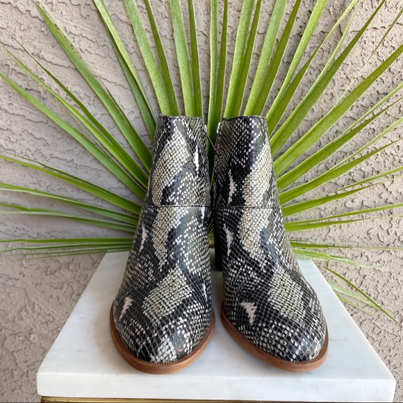 MADEWELL NWOT Taupe Brown Snake Snakeskin Leather Ankle Boots Booties Sz 7 - Picture 7 of 16